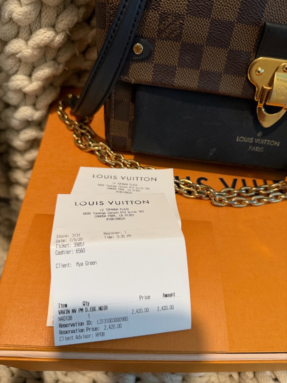 Louis Vuitton Damier Ebene Vavin PM - Picture 6 of 8